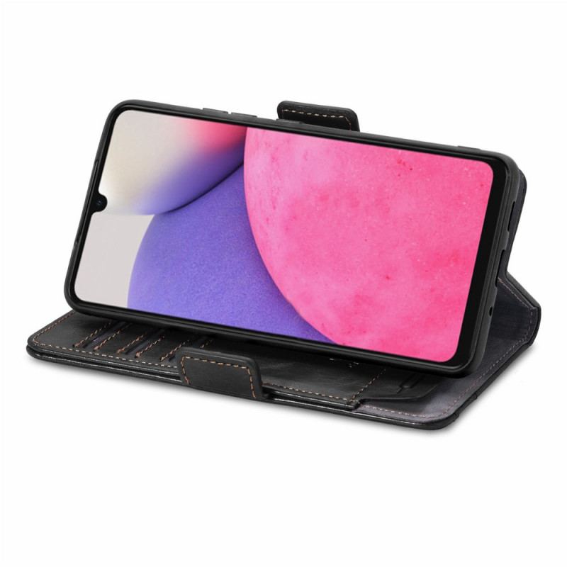 Capa De Couro Para Samsung Galaxy A33 5G Fecho Duplo Bicolor