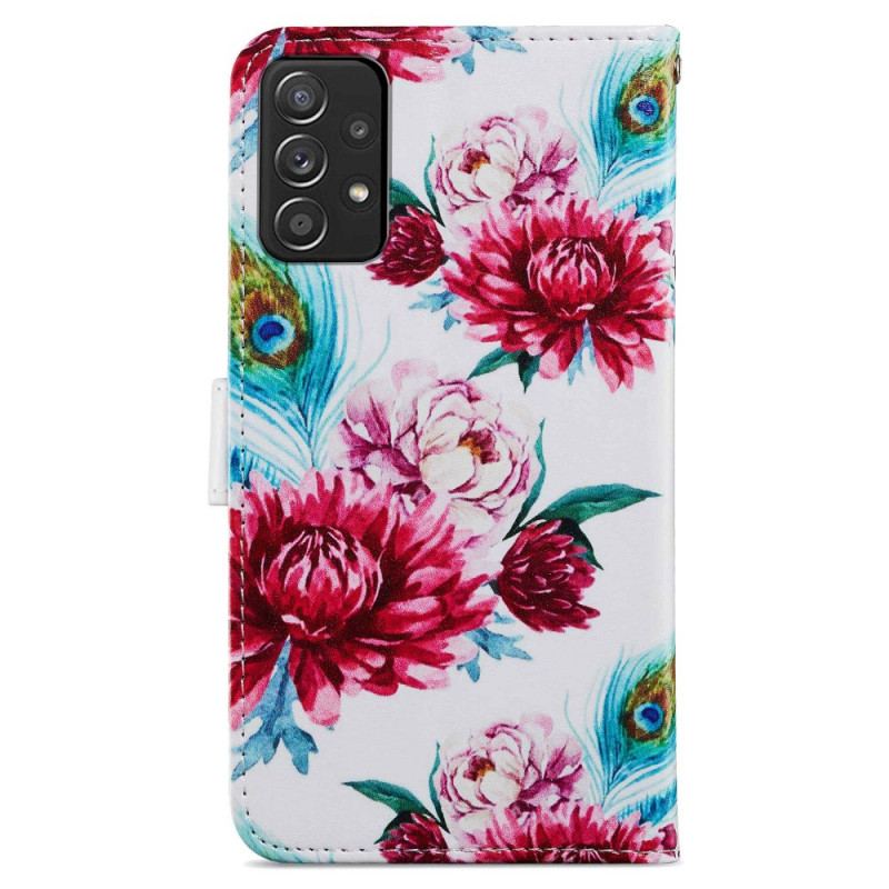 Capa De Couro Para Samsung Galaxy A33 5G Flores Intensas