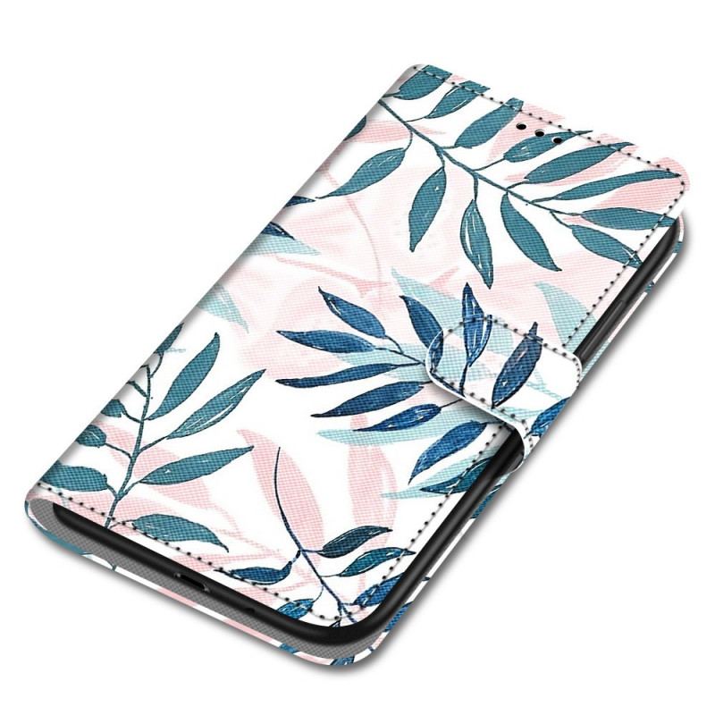 Capa De Couro Para Samsung Galaxy A33 5G Folhas