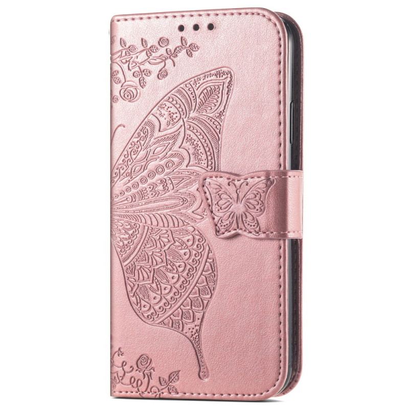 Capa De Couro Para Samsung Galaxy A33 5G Meia Borboleta