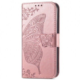 Capa De Couro Para Samsung Galaxy A33 5G Meia Borboleta