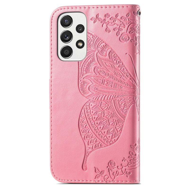 Capa De Couro Para Samsung Galaxy A33 5G Meia Borboleta