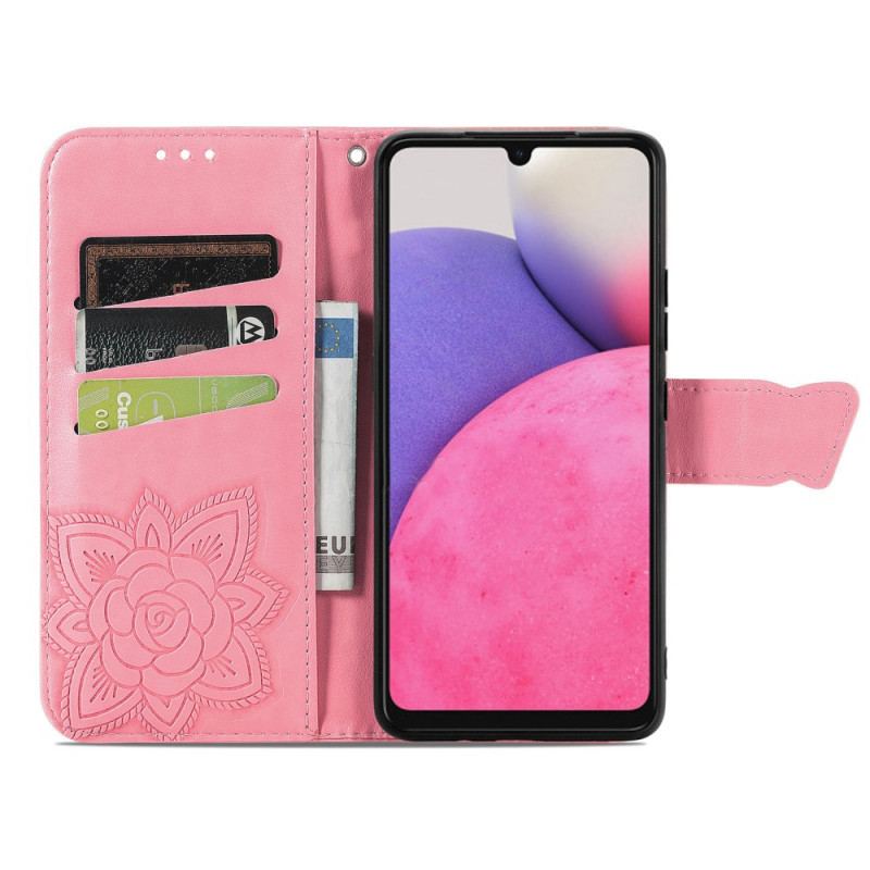 Capa De Couro Para Samsung Galaxy A33 5G Meia Borboleta