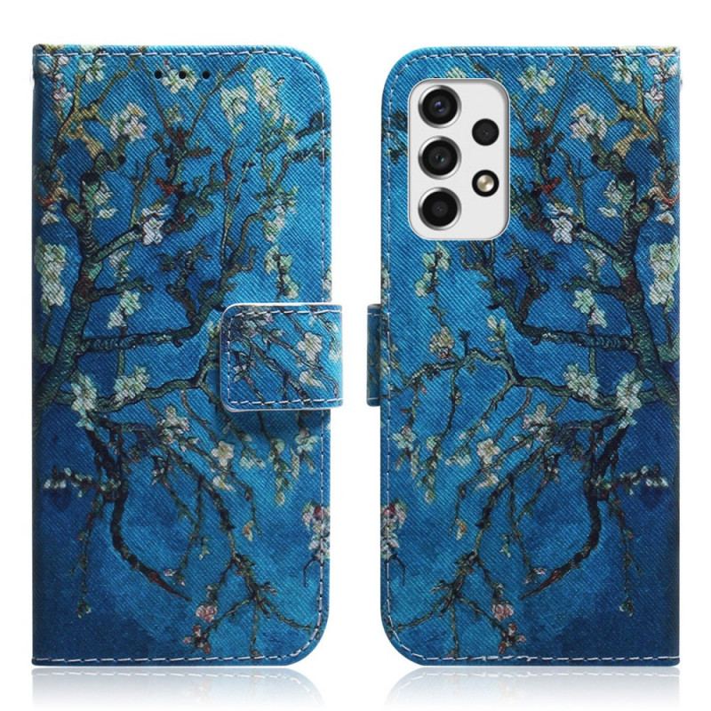 Capa De Couro Para Samsung Galaxy A33 5G Ramo De Árvore Florido