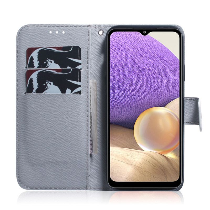 Capa De Couro Para Samsung Galaxy A33 5G Ramo De Árvore Florido