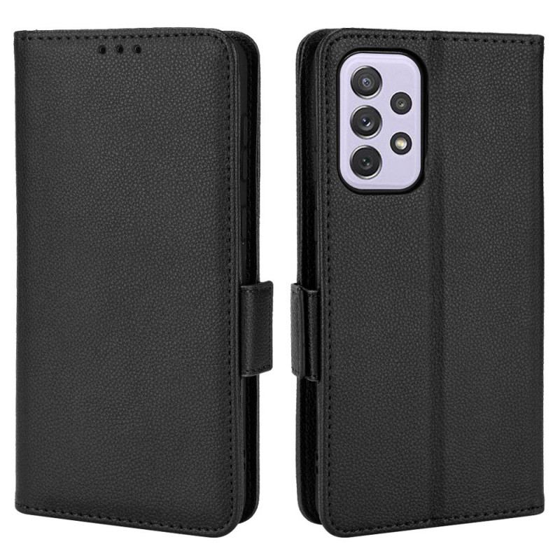 Capa De Couro Para Samsung Galaxy A33 5G Couro Sintético De Lichia Tradicional