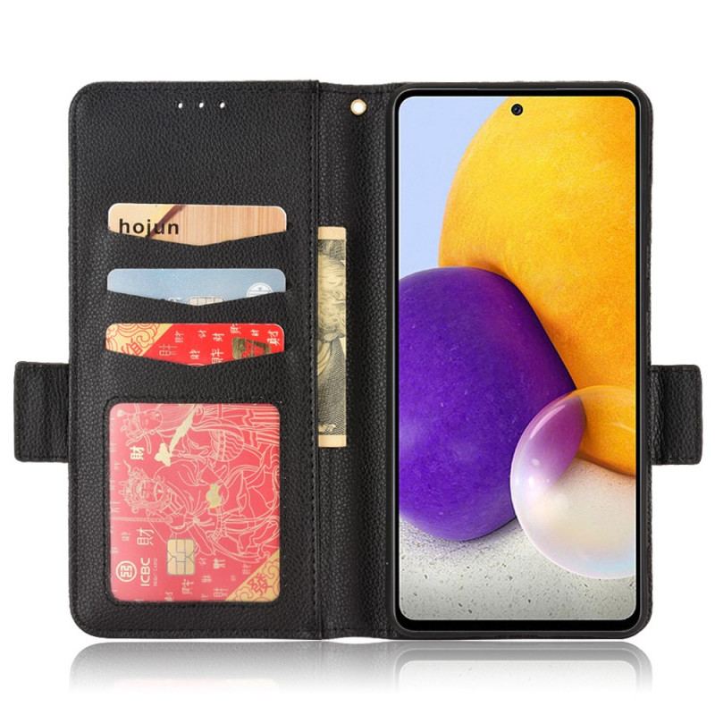 Capa De Couro Para Samsung Galaxy A33 5G Couro Sintético De Lichia Tradicional