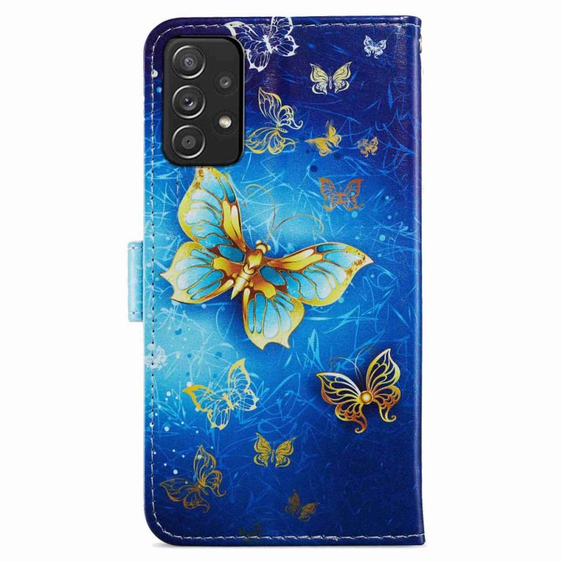 Capa De Couro Para Samsung Galaxy A33 5G Vôo De Borboletas