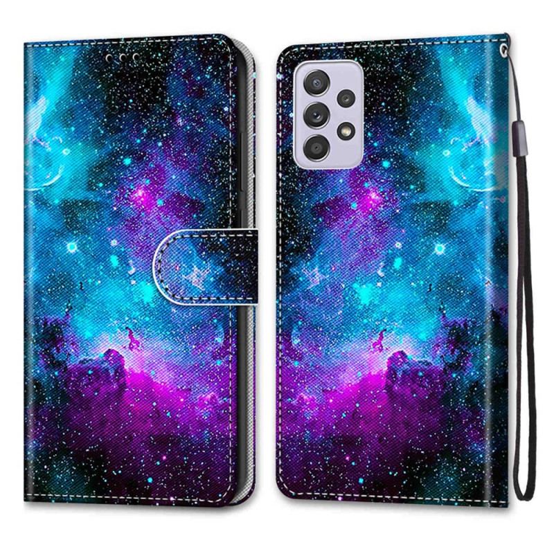 Capa Em Pele Para Samsung Galaxy A33 5G Céu Cósmico