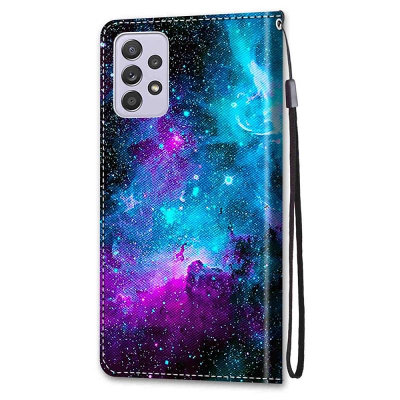 Capa Em Pele Para Samsung Galaxy A33 5G Céu Cósmico