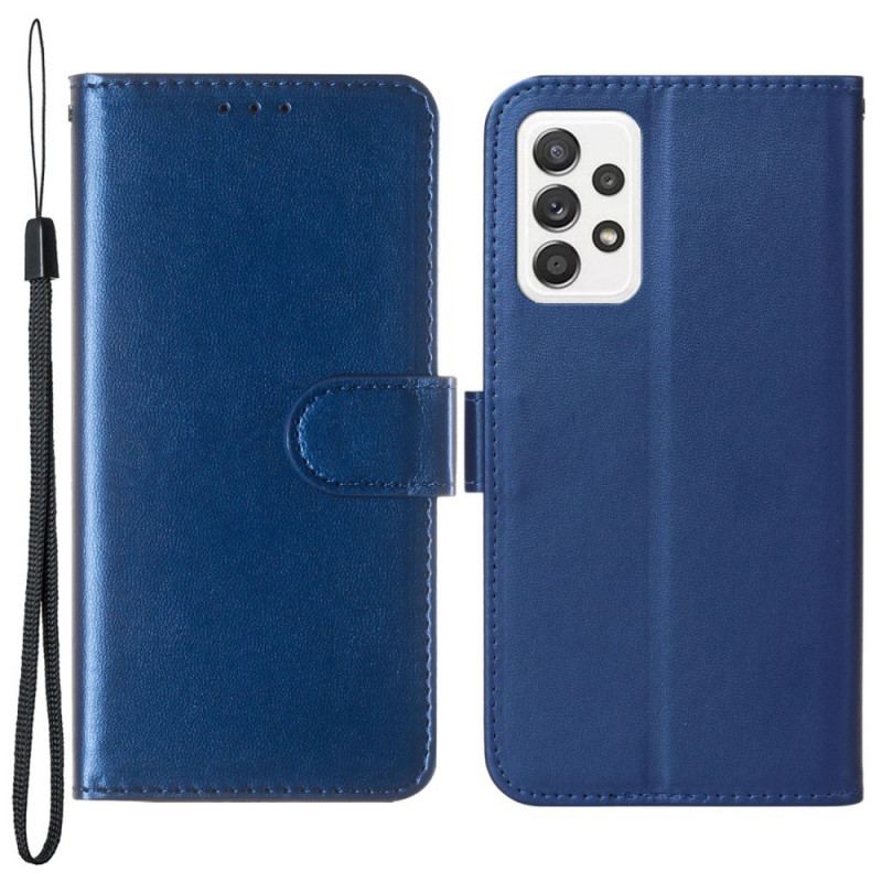 Capa Em Pele Para Samsung Galaxy A33 5G De Cordão Pulseira De Couro Falso