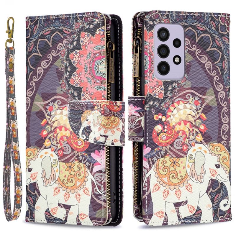 Capa Flip Para Samsung Galaxy A33 5G Bolso Elefante Com Zíper