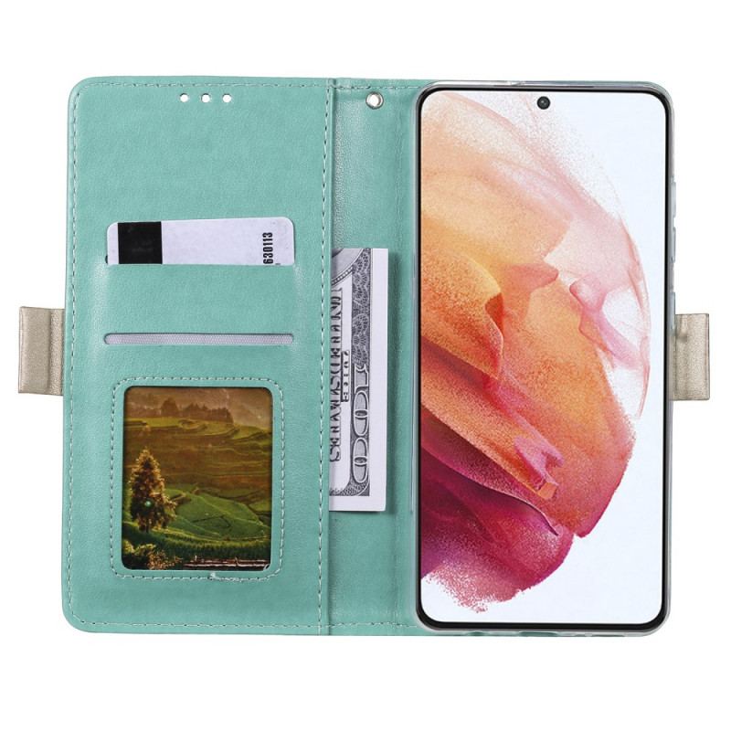 Capa Flip Para Samsung Galaxy A33 5G De Cordão Bolsa De Moedas Com Alça De Renda