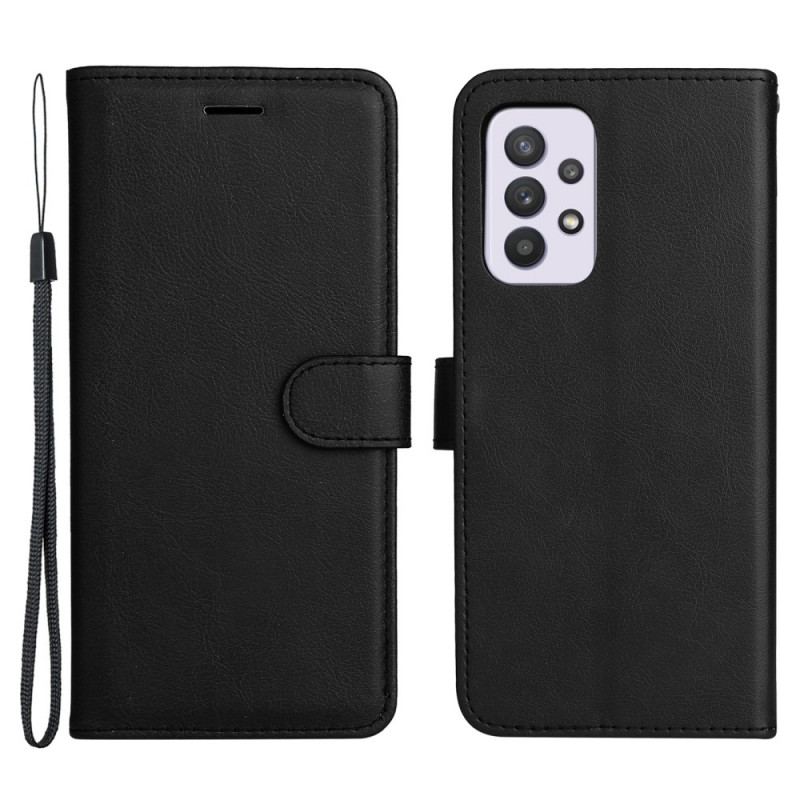 Capa Flip Para Samsung Galaxy A33 5G De Cordão Estilo De Couro Simples Com Tiras