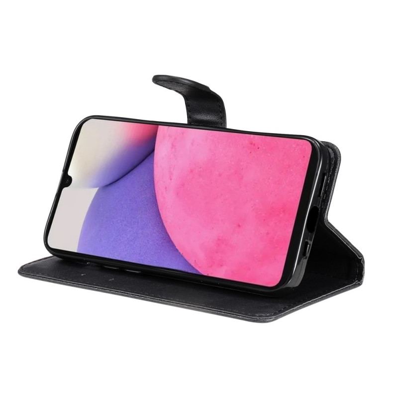 Capa Flip Para Samsung Galaxy A33 5G De Cordão Estilo De Couro Simples Com Tiras