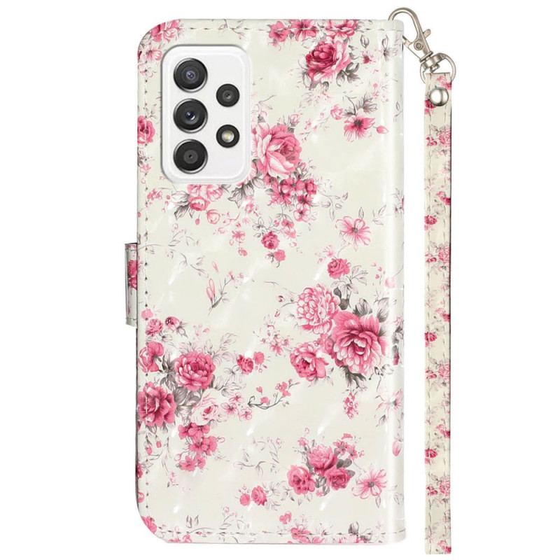 Capa Flip Para Samsung Galaxy A33 5G De Cordão Flores Da Liberdade Da Correia