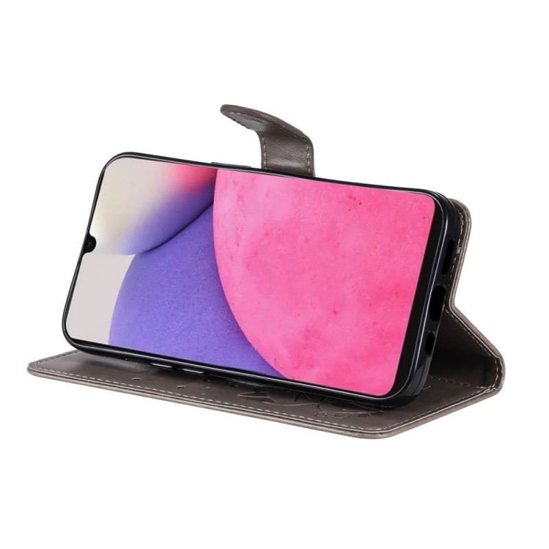 Capa Flip Para Samsung Galaxy A33 5G De Cordão Strappy Gato E Abelhas