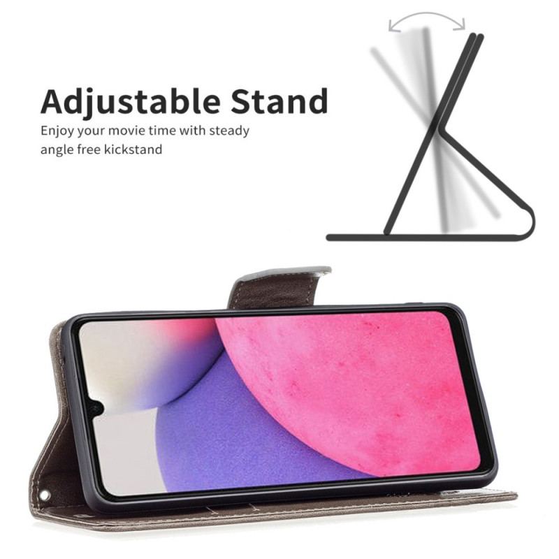 Capa Flip Para Samsung Galaxy A33 5G De Cordão Tanga Borboletas