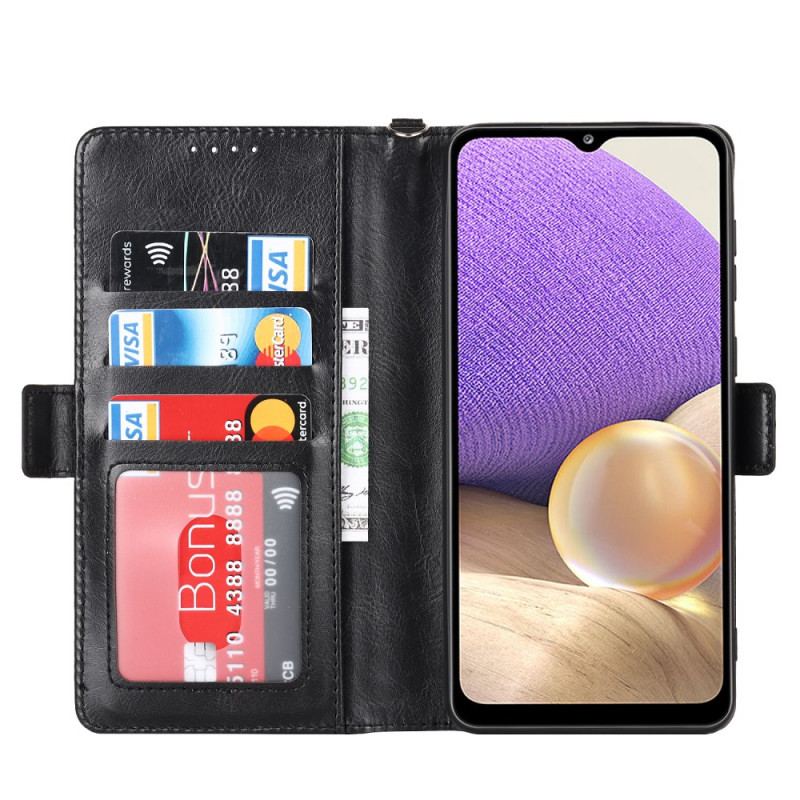 Capa Flip Para Samsung Galaxy A33 5G Couro Falso Rfid E Cordão