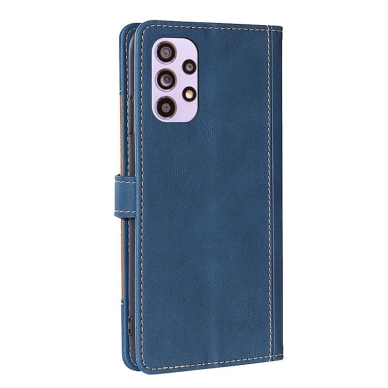 Capa Flip Para Samsung Galaxy A33 5G Couro Sintético Bicolor Estiloso