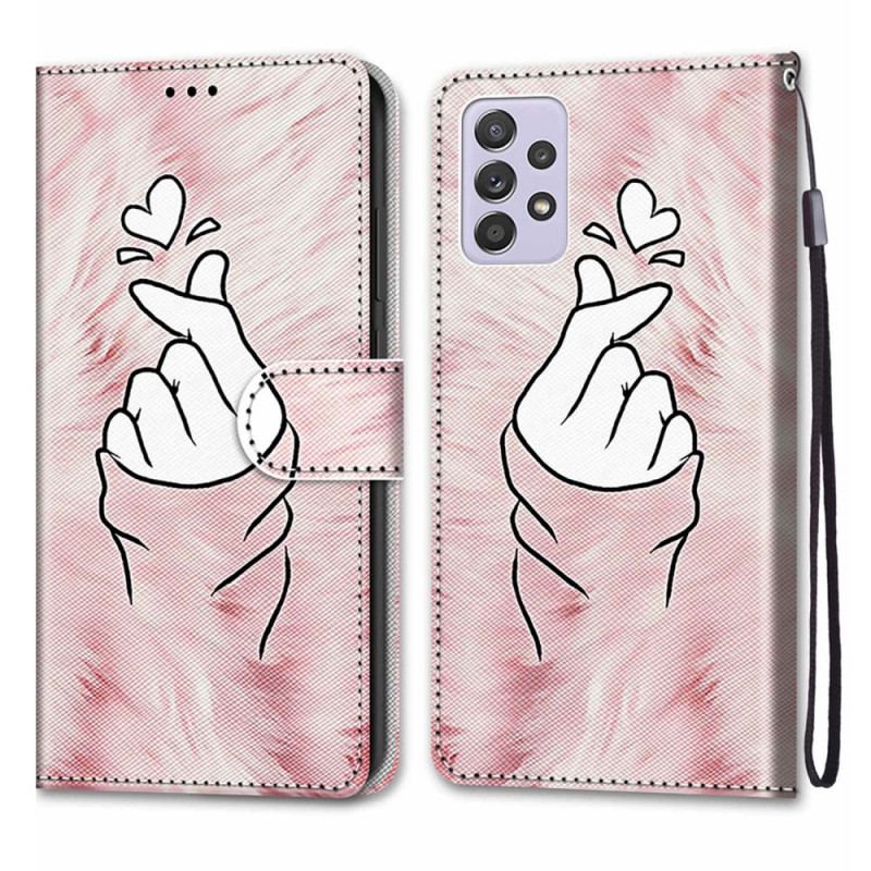 Capa Flip Para Samsung Galaxy A33 5G Dedo Coração