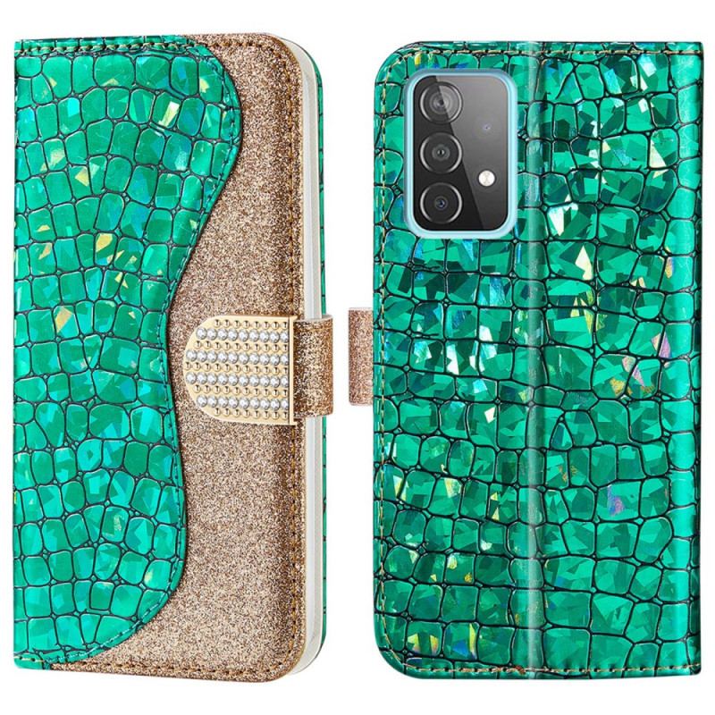 Capa Flip Para Samsung Galaxy A33 5G Diamantes De Crocodilo