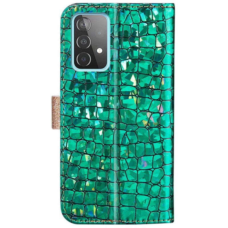 Capa Flip Para Samsung Galaxy A33 5G Diamantes De Crocodilo