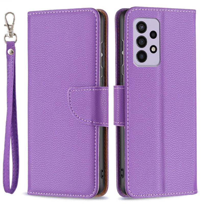 Capa Flip Para Samsung Galaxy A33 5G Fecho Oblíquo De Lichia