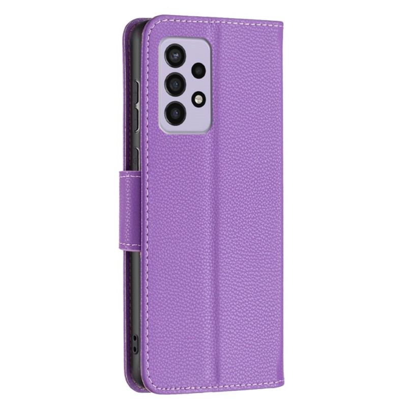 Capa Flip Para Samsung Galaxy A33 5G Fecho Oblíquo De Lichia