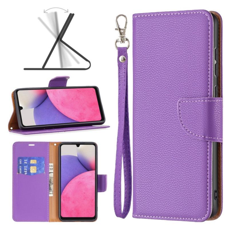 Capa Flip Para Samsung Galaxy A33 5G Fecho Oblíquo De Lichia