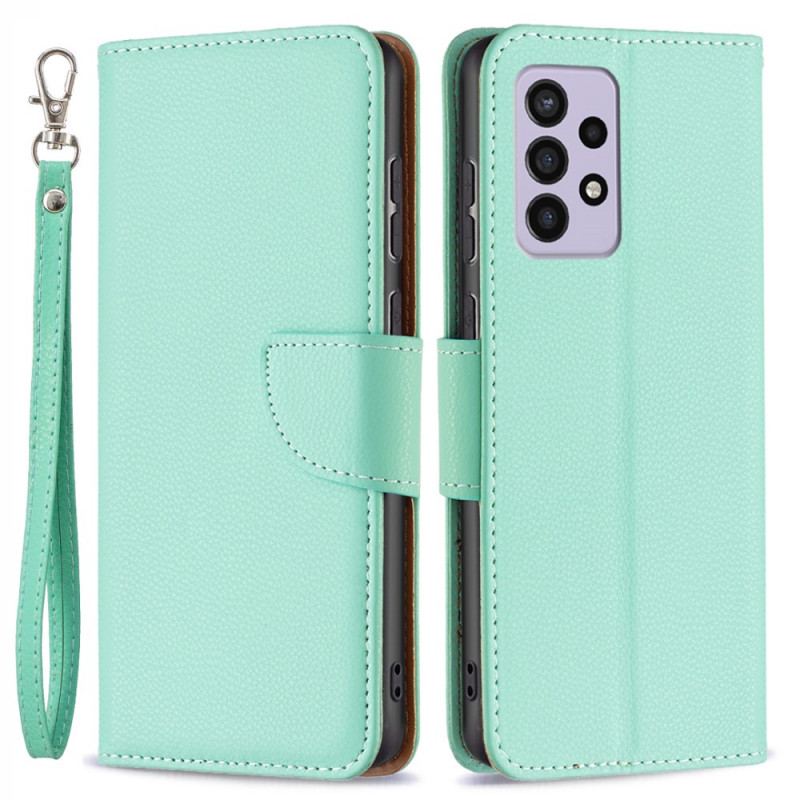 Capa Flip Para Samsung Galaxy A33 5G Fecho Oblíquo De Lichia