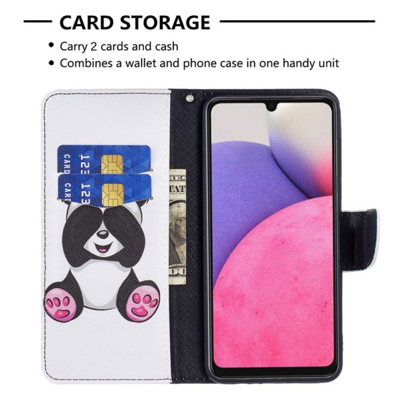 Capa Flip Para Samsung Galaxy A33 5G Panda Divertido