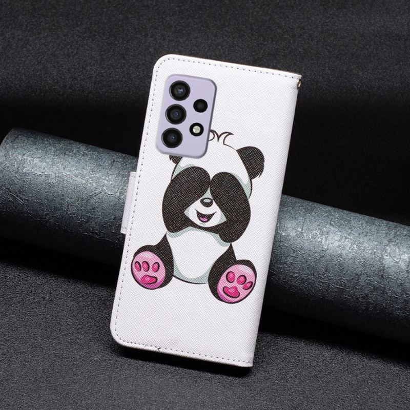 Capa Flip Para Samsung Galaxy A33 5G Panda Divertido