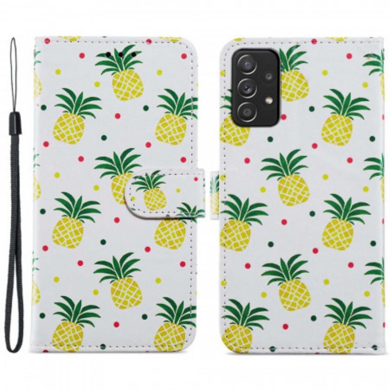 Capa Flip Para Samsung Galaxy A33 5G Vários Abacaxis