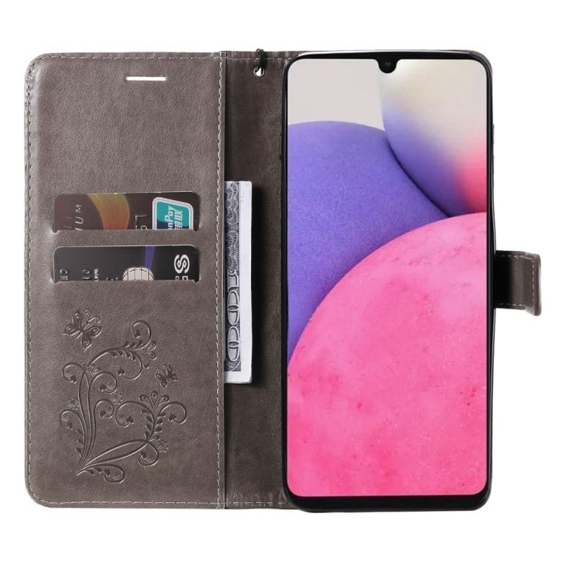 Capa Folio Para Samsung Galaxy A33 5G De Cordão Borboletas Gigantes