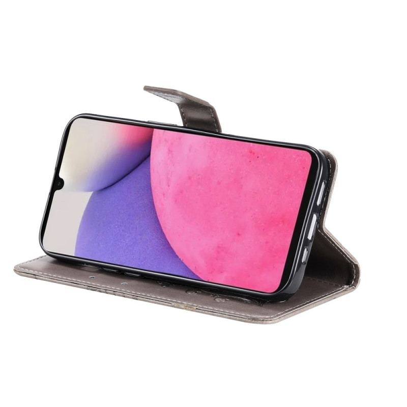 Capa Folio Para Samsung Galaxy A33 5G De Cordão Borboletas Gigantes