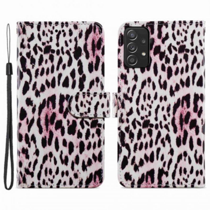 Capa Folio Para Samsung Galaxy A33 5G Estampa De Leopardo