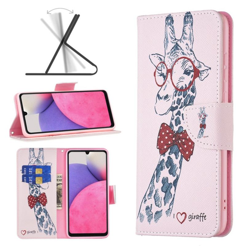 Capa Folio Para Samsung Galaxy A33 5G Girafa Inteligente