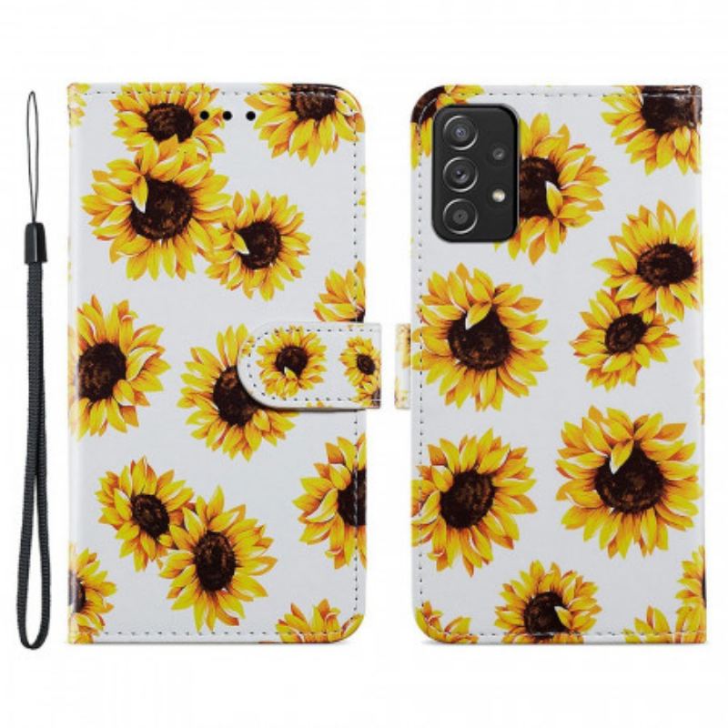 Capa Folio Para Samsung Galaxy A33 5G Girassóis