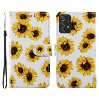 Capa Folio Para Samsung Galaxy A33 5G Girassóis