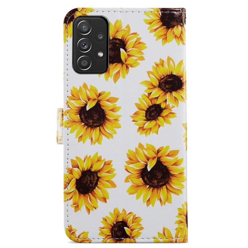 Capa Folio Para Samsung Galaxy A33 5G Girassóis