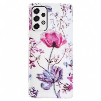 Capa Para Samsung Galaxy A33 5G Flores Em Mármore