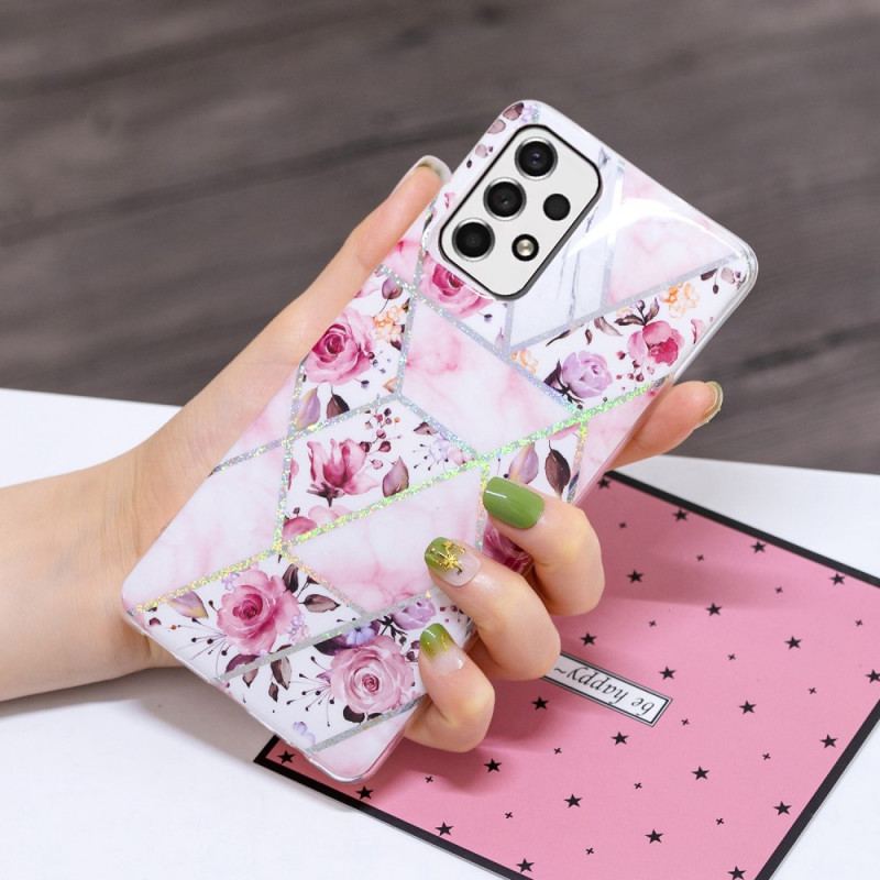 Capa Para Samsung Galaxy A33 5G Flores Em Mármore