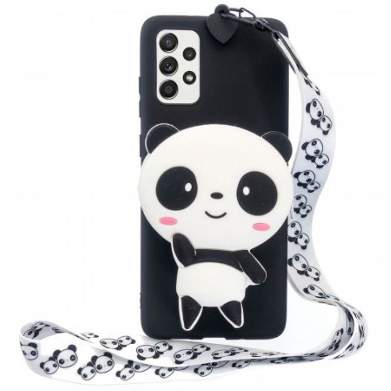 Capa Para Samsung Galaxy A33 5G Panda 3d Com Cordão De Mosquetão