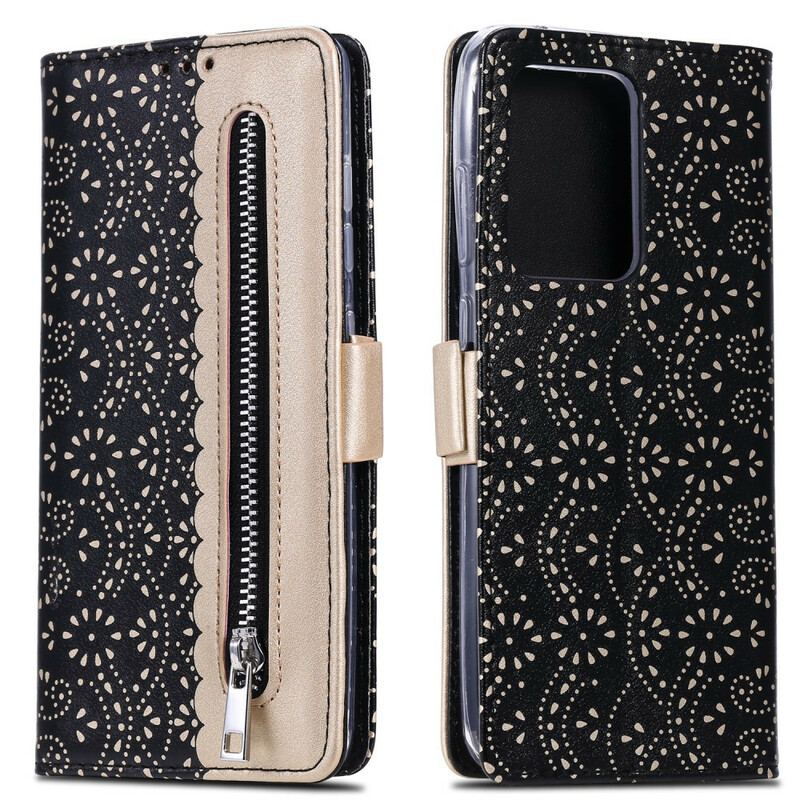 Capa Flip Para Samsung Galaxy S20 Ultra De Cordão Bolsa De Moedas Com Alça De Renda