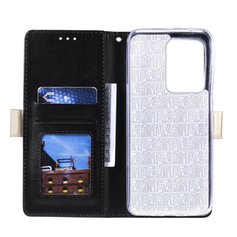 Capa Flip Para Samsung Galaxy S20 Ultra De Cordão Bolsa De Moedas Com Alça De Renda