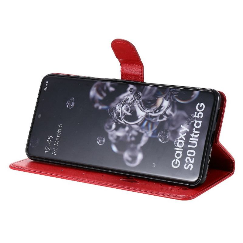 Capa Flip Para Samsung Galaxy S20 Ultra De Cordão Gato E Abelha Com Cordão