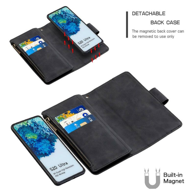 Capa Capa Flip Para Samsung Galaxy S20 Ultra Destacável Com Zíper