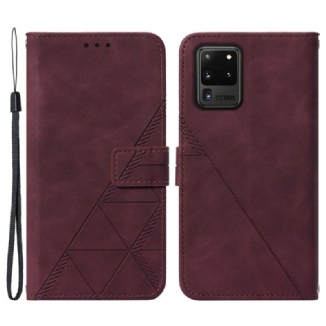 Capa Flip Para Samsung Galaxy S20 Ultra Efeito Couro Pirâmide