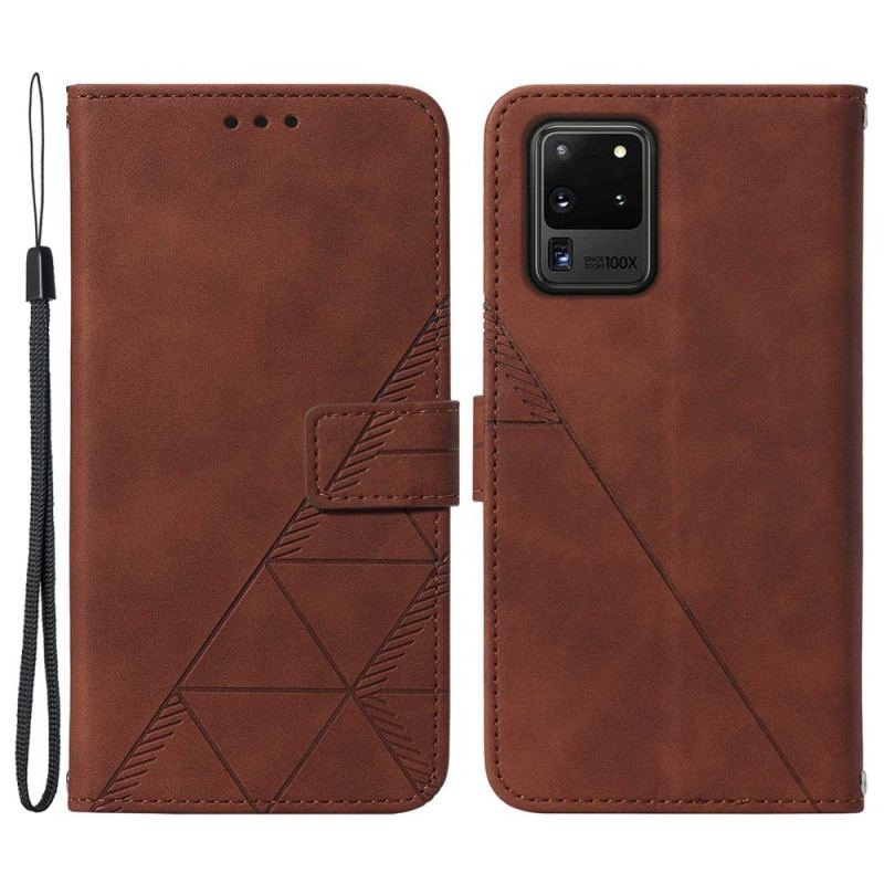 Capa Flip Para Samsung Galaxy S20 Ultra Efeito Couro Pirâmide